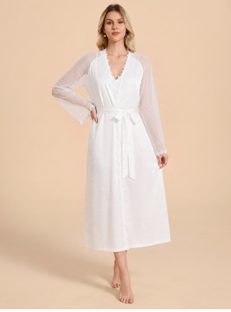 Matte Satin Lace Robe Set