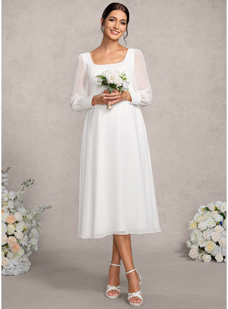 Kjole med A-linje Square Te-længde Chiffon Graviditetskjoler med Sløjfe 