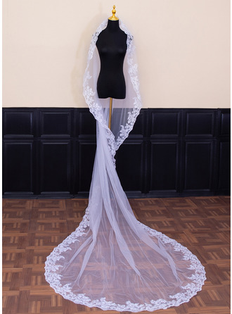 Spitzenkante Einstufig Hochzeit Kathedralenschleier 300 cm Mantilla Brautschleier 