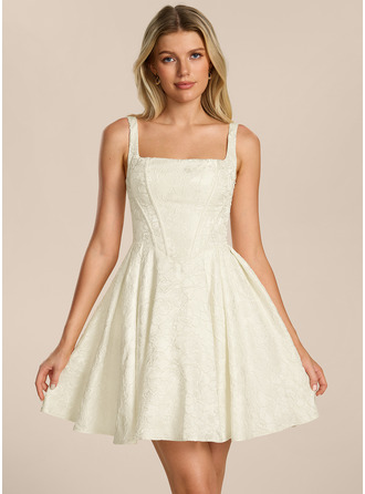 Escote cuadrado sin mangas jacquard vestido