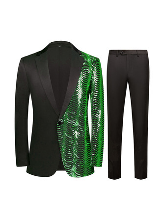 Sequin 2 Piece Single Breasted Classic Fit Men's Prom Tuxedo Suit 