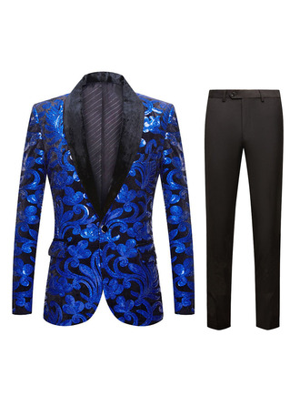 Sequin 2 Piece Single Breasted Classic Fit Men's Prom Tuxedo Suit 
