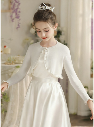 Bomuld Lange ærmer Første kommunion Blomsterpige Cardigan Sjaler & Boleroer 