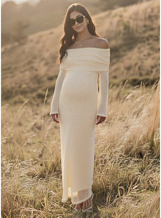 Tubo hombros caídos hasta el tobillo vestido premamá con acanalada 