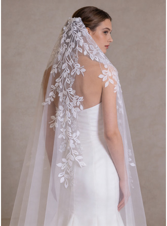 Blonder Skjær Kant Enkeltlag Brud Katedralens lengde 250 cm Brudeslør 