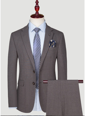 Plaid 2 Piece Single Breasted Men's Casual Suit 