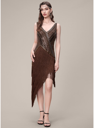 Asymmetrical Beaded 1920s Flapper Dresses