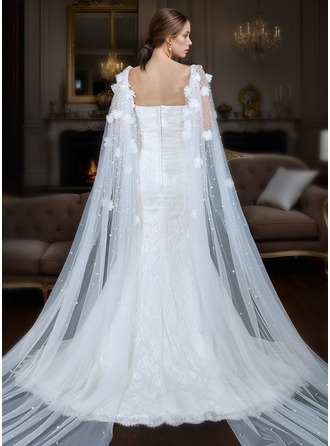 Pearl Cut Edge Single Tier Bridal Cathedral Length 98" Wedding Veils