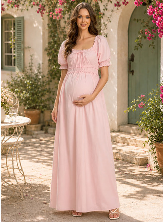 Vestido premamá maxi con lazo de algodón