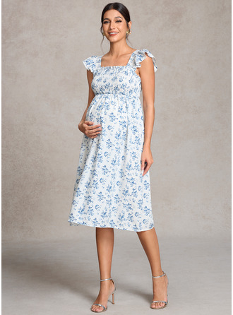 Kjole med A-linje Off-shoulder Square Knælængde Graviditetskjoler 