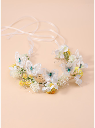 Perlas floral de la mariposa niña de las flores coronas de flores tocados 