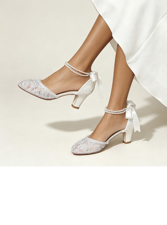 Mulher sapatos de casamento renda salto alto biqueira pontiaguda sapatos de salto de noiva elegante pérolas casamento sapatos