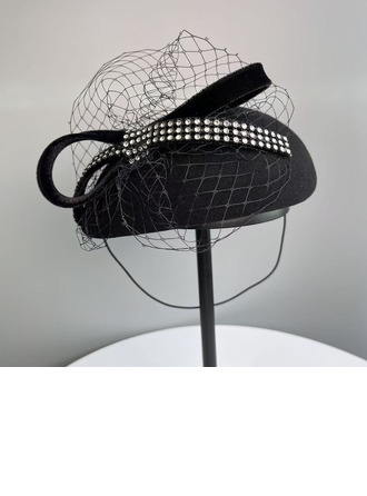 Mujer elegante invierno cuentas lazo velo madera ocasiones especiales boina sombrero con clip cordón elástico 