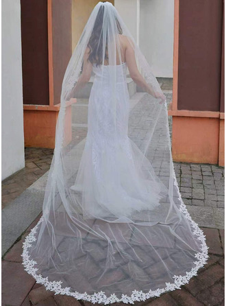 Lace Cut Edge Single Tier Bridal Chapel Length 98" Wedding Veils