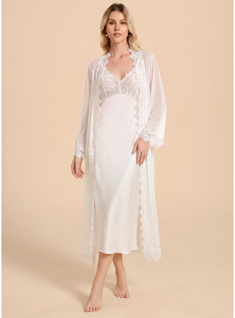 Matte Satin Lace Lace Robes