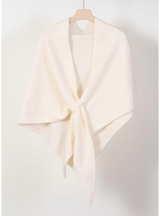 ブレンド ウール Knit 柔らかい ソリッドカラー カジュアル ショール ジャケット/ラップ 
