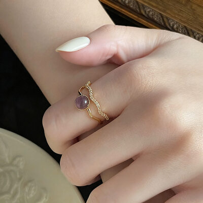 Formal vintage oval olho de gato anéis abertos 