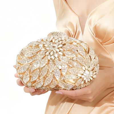 Rhinestone fiesta fiesta de graduación noche pu bolsos de mano en oro 