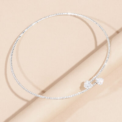 Pave Heart Rhinestone Collar & Choker Necklace