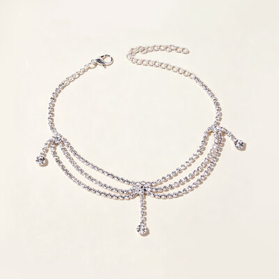 Pave Rhinestone Party Layered Anklets