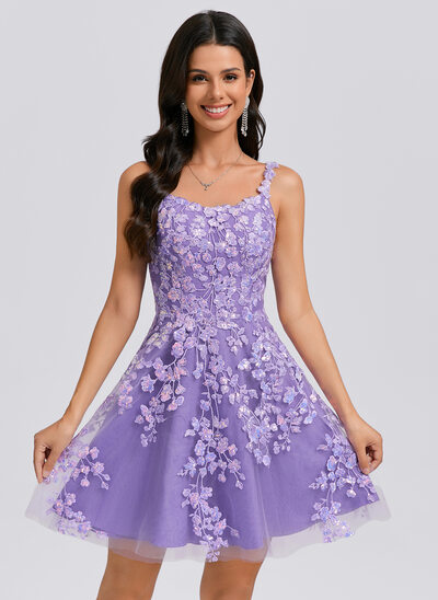 Vestido linha-a decote redondo curto renda vestido de formatura com lantejoulas 