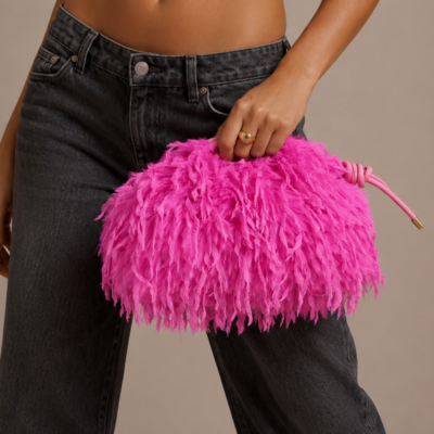 Casual poliéster bolsas de embreagem em fúchsia