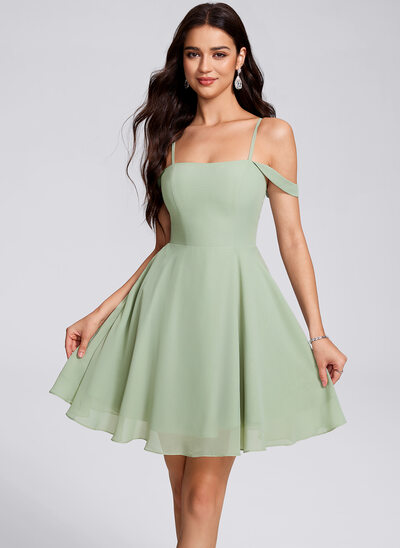 A-line Cold Shoulder Short Chiffon Homecoming Dress 