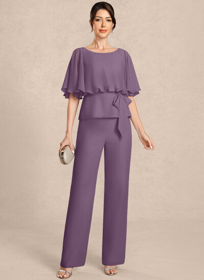 Ruffle Chiffon Pantsuit