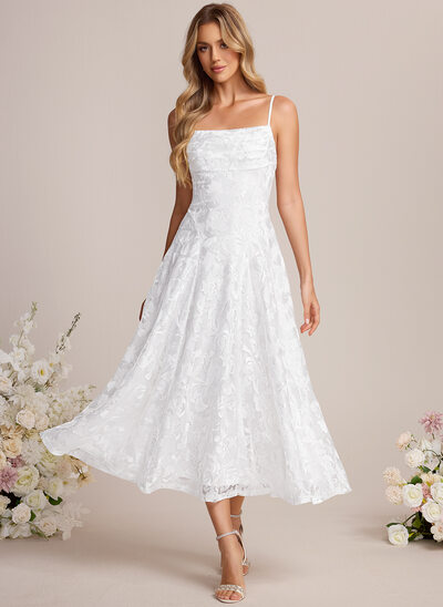 Square Spaghetti Straps Lace Dress