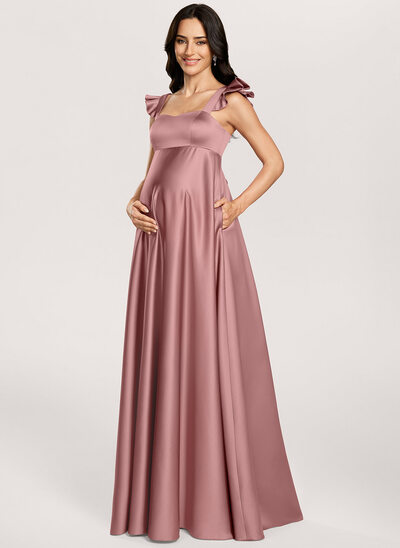 A-line Sweetheart Ruffle Satin Maternity Dress