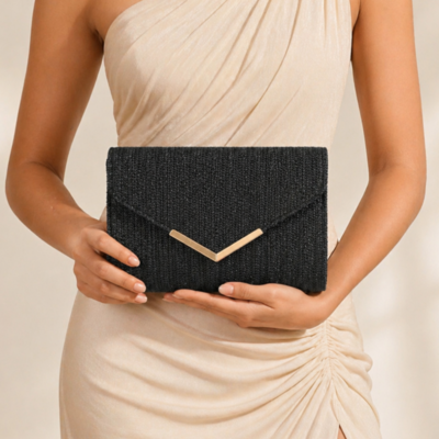 Party Plastic Clutch Bags in Black