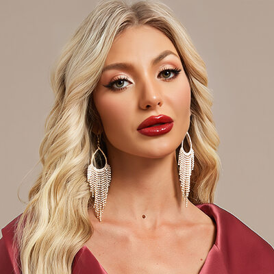 Vintage Rhinestone Tassels Drop Earrings 