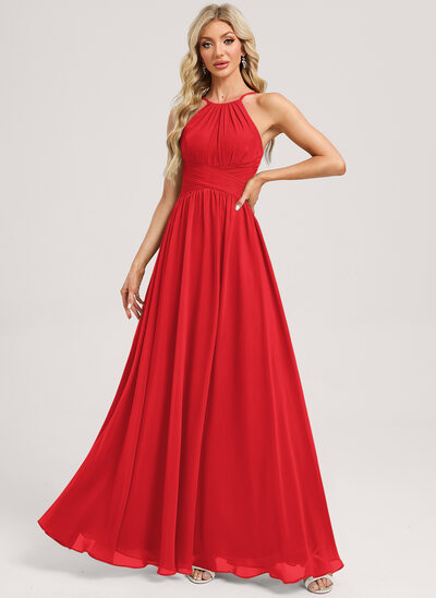 A-line Halter Chiffon Dress
