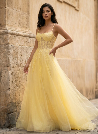 Spaghetti Straps Sequins Tulle Dress