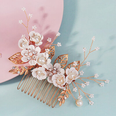 Pearl Rhinestone Floral Hair Combs Hair Accessories Wedding Headpieces 