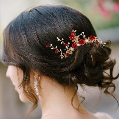 Rhinestone Floral Hair Combs Hair Accessories Wedding Headpieces 