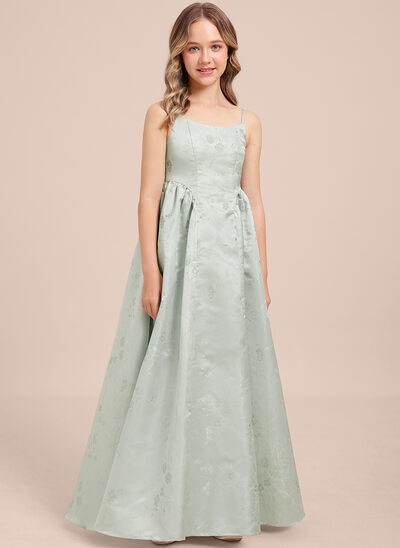 Robe de demoiselle d'honneur - junior trapèze col rond longueur ras du sol jacquard 