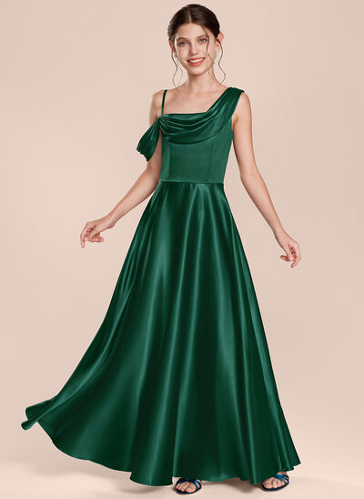 A-line Cowl Stretch Satin Dress
