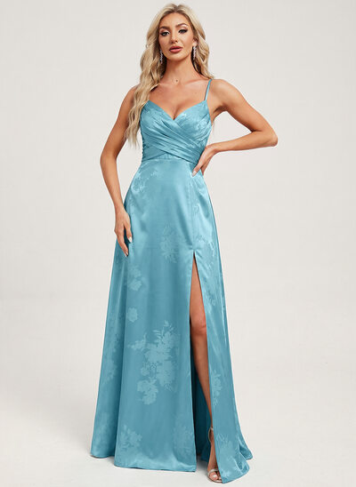 Trapèze plis satin mat robe