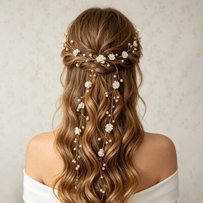 Wedding Headpiece Pearl Beaded Hair Vine