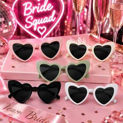1 sæt/10 stk. Bride Squad hjerteformede solbriller Plastic