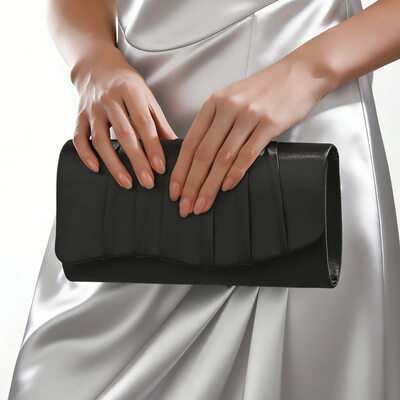 Boda fiesta fiesta de graduación noche satén bolsos de mano en negro 