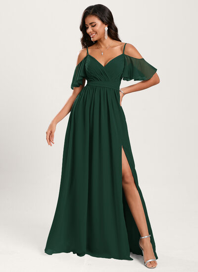 A-line Ruffle Chiffon Dress