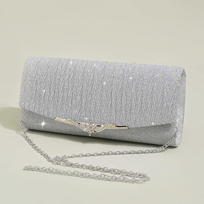 Party Evening Polyester Clutch Bags in Silver 