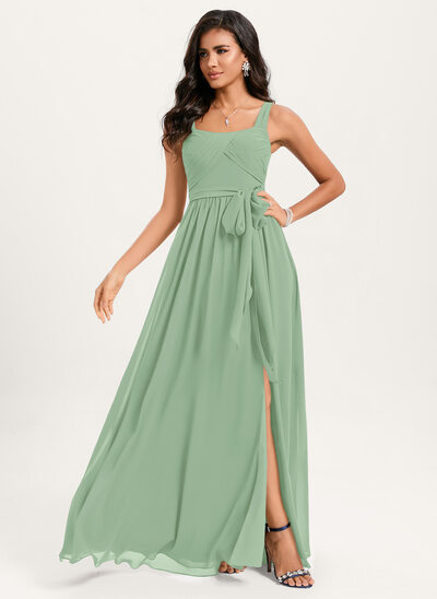 A-line Square Ruffle Chiffon Dress