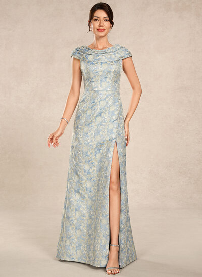 Sheath/Column Cowl Pleated Jacquard Dress
