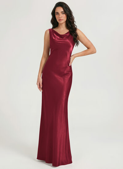 Sheath/Column Cowl Stretch Satin Dress