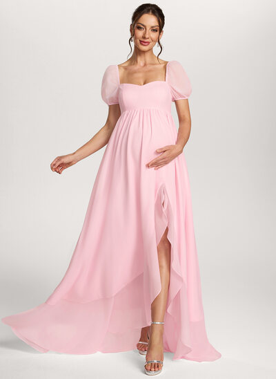 Umstandskleid in A-Linie mit Herzausschnitt Rüschen aus Chiffon