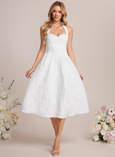 Halter Bow Jacquard Dress