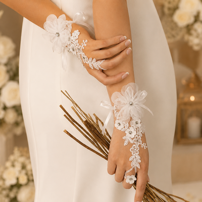 1 par guantes de novia sin dedos regalos de la novia encaje